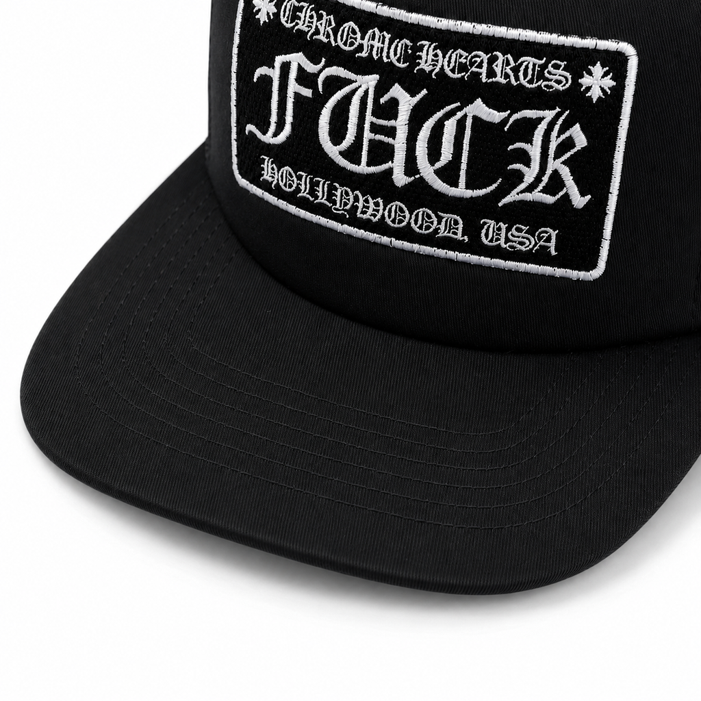 Chrome Hearts CH Hollywood Trucker Hat Black/White