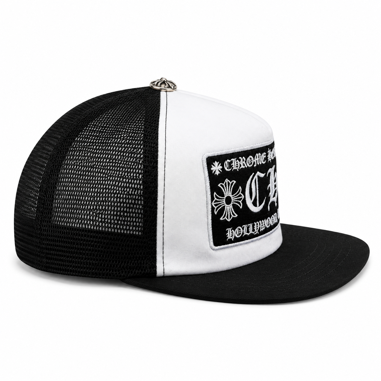 Chrome Hearts CH Hollywood Trucker Hat Black/White