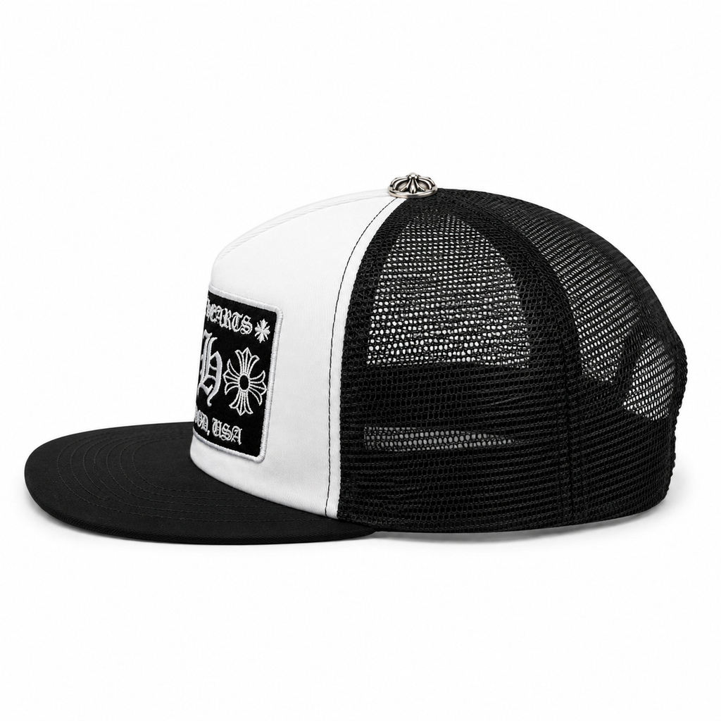 Chrome Hearts CH Hollywood Trucker Hat Black/White