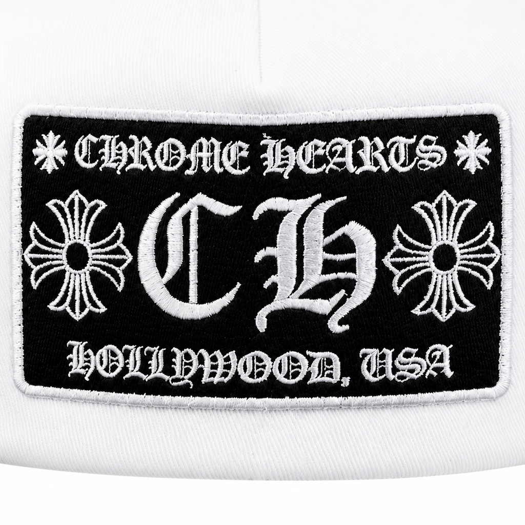 Chrome Hearts CH Hollywood Trucker Hat Black/White