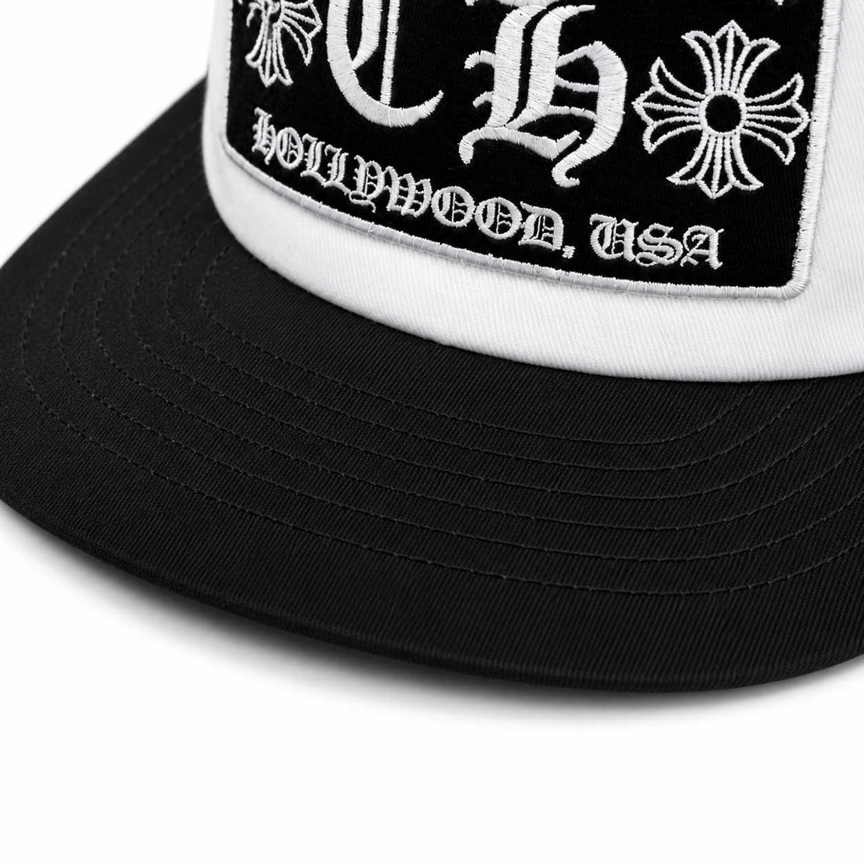 Chrome Hearts CH Hollywood Trucker Hat Black/White