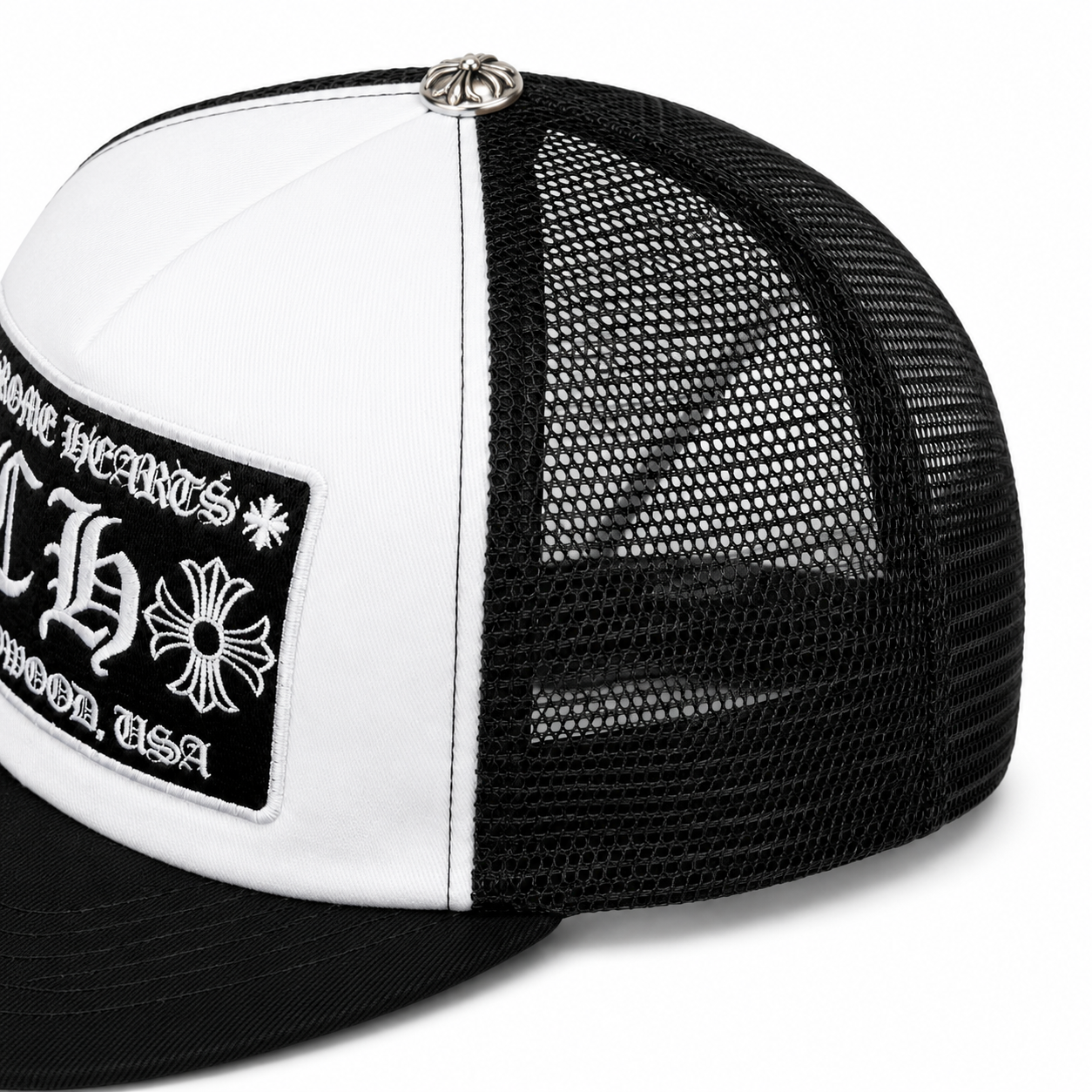 Chrome Hearts CH Hollywood Trucker Hat Black/White