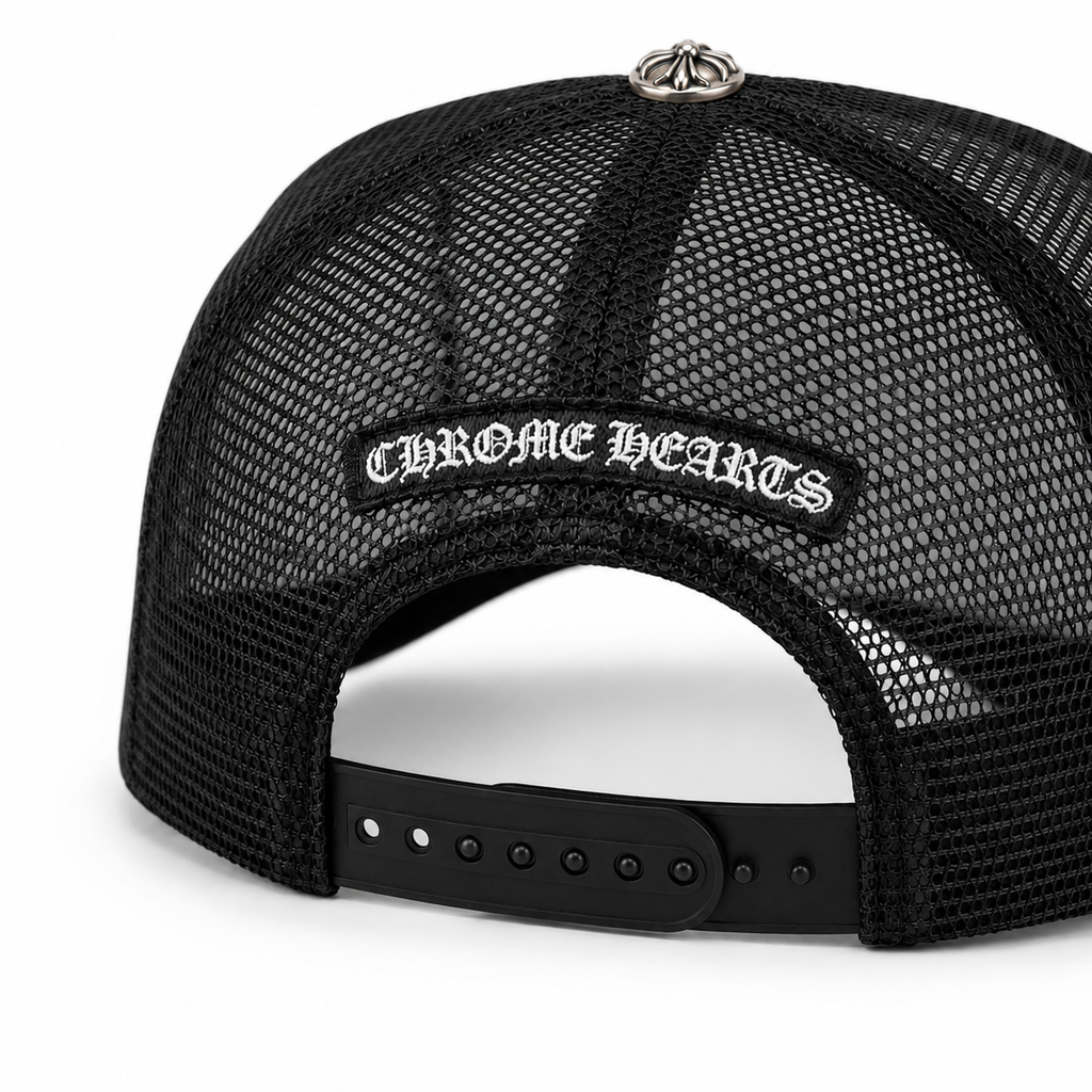 Chrome Hearts CH Hollywood Trucker Hat Black/White