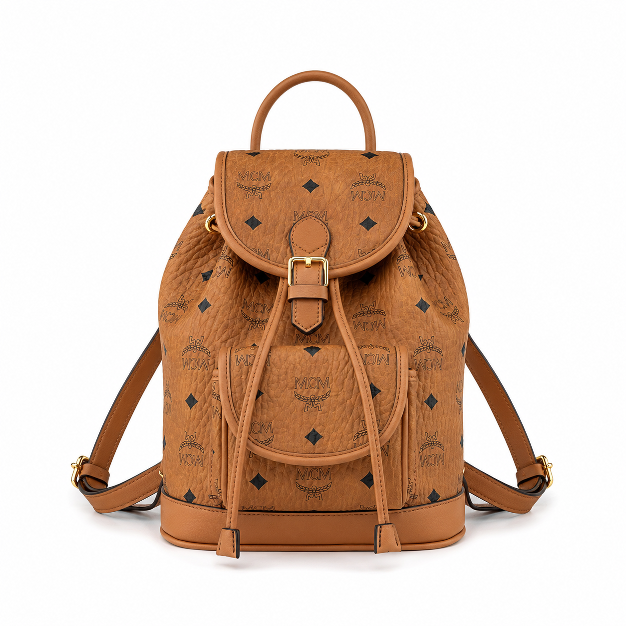 MCM Aren Visetos Series Mini Backpack (Cognac)