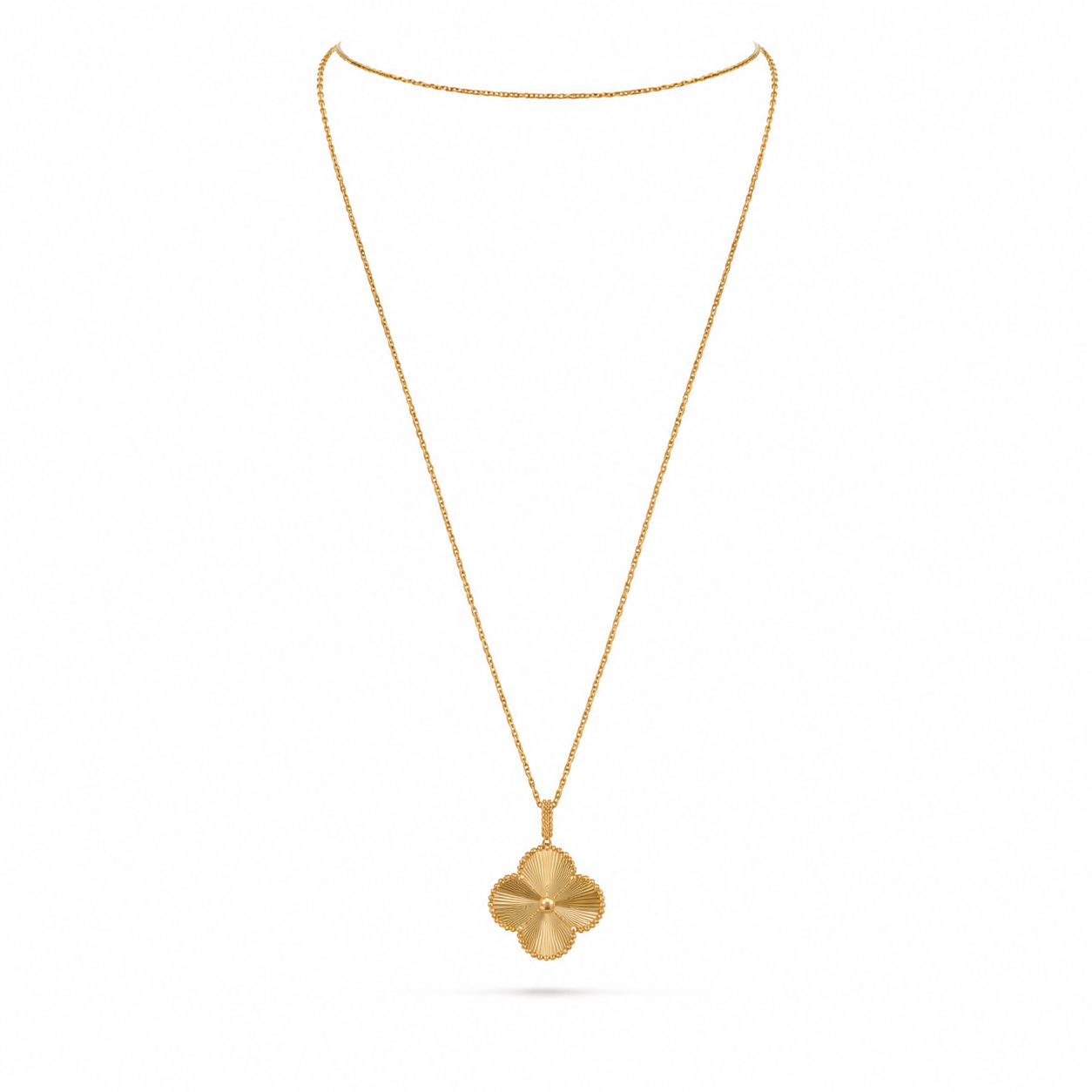 Van Cleef & Arpels Alhambra long necklace, guilloché motif, single motif