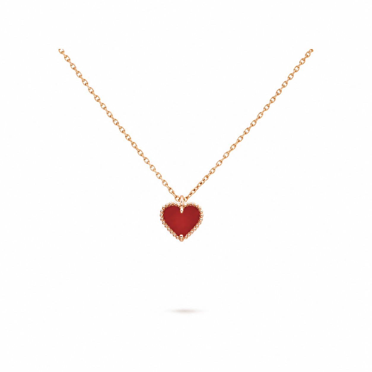 Van Cleef & Arpels Sweet Alhambra heart-shaped necklace in carnelian
