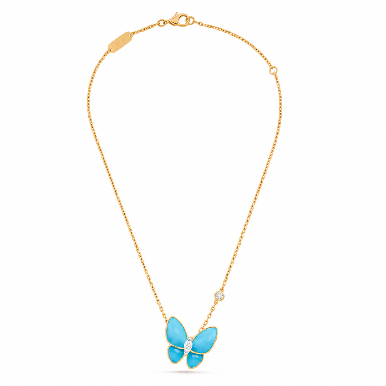 Van Cleef & Arpels Two Butterfly turquoise and diamond butterfly necklace