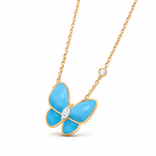 Van Cleef & Arpels Two Butterfly turquoise and diamond butterfly necklace