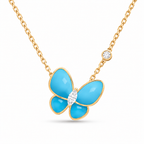 Van Cleef & Arpels Two Butterfly turquoise and diamond butterfly necklace