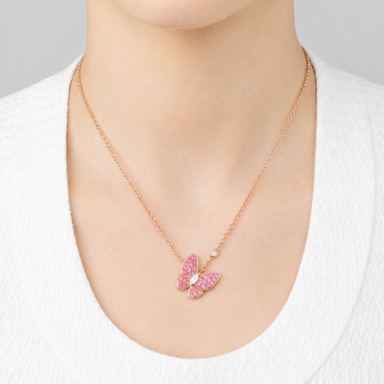 Van Cleef & Arpels Fauna Deux Papillons Diamond Butterfly Necklace