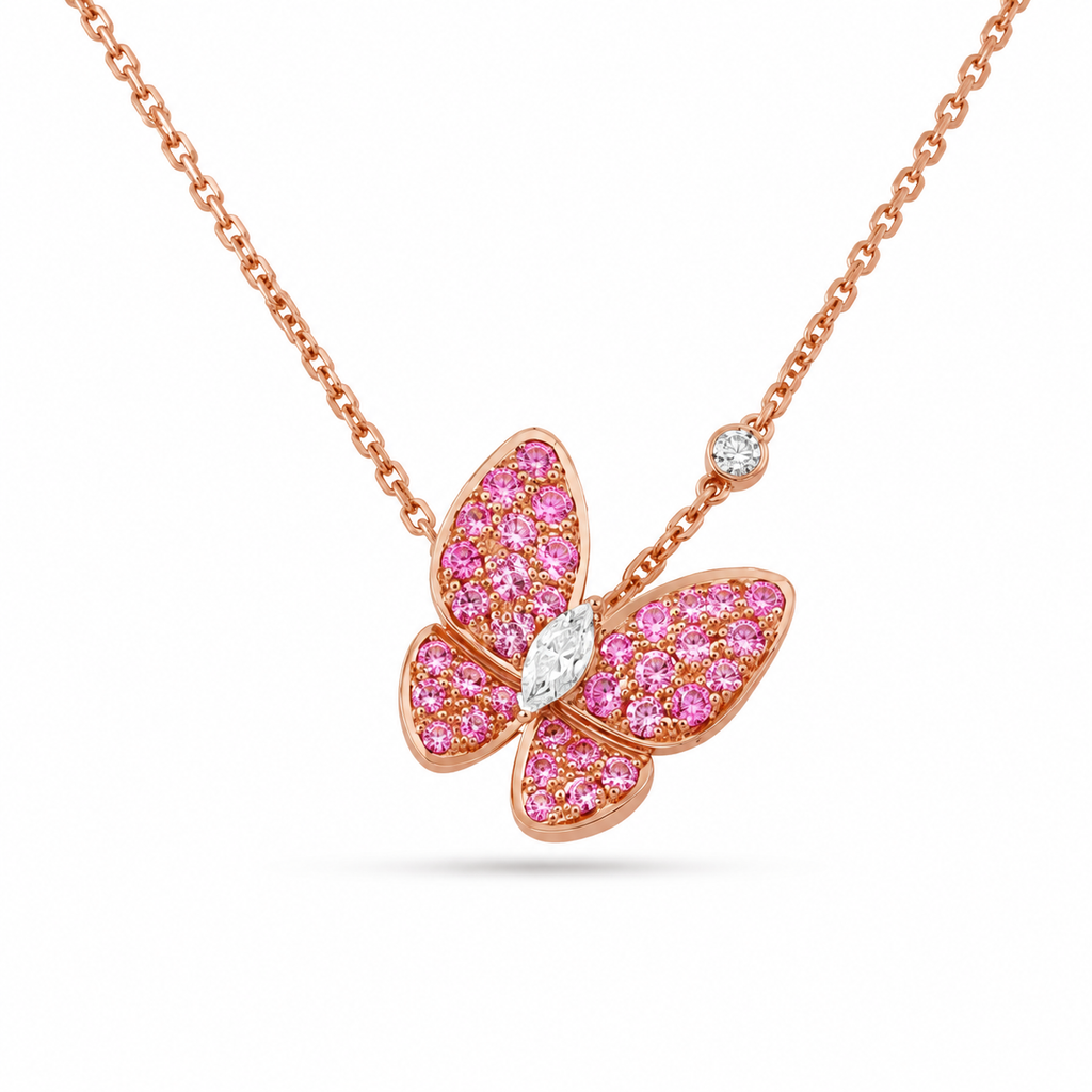 Van Cleef & Arpels Fauna Deux Papillons Diamond Butterfly Necklace