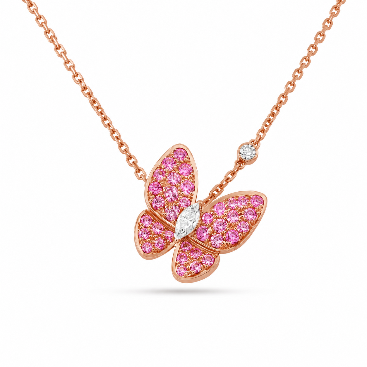 Van Cleef & Arpels Fauna Deux Papillons Diamond Butterfly Necklace