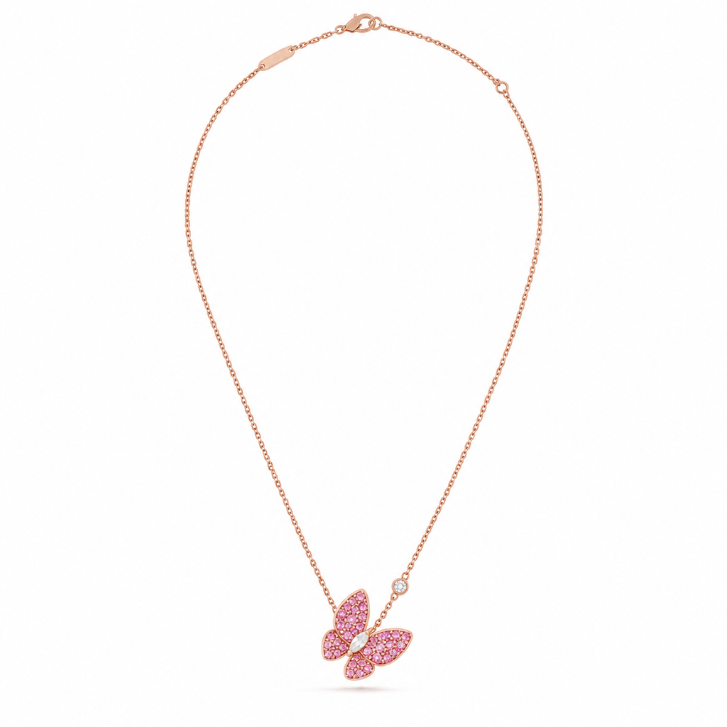 Van Cleef & Arpels Fauna Deux Papillons Diamond Butterfly Necklace