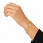 Van Cleef & Arpels Alhambra 5-Motif Bracelet with Guilloché and Diamond Accents