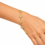 Van Cleef & Arpels Alhambra 5-Motif Bracelet with Guilloché and Diamond Accents