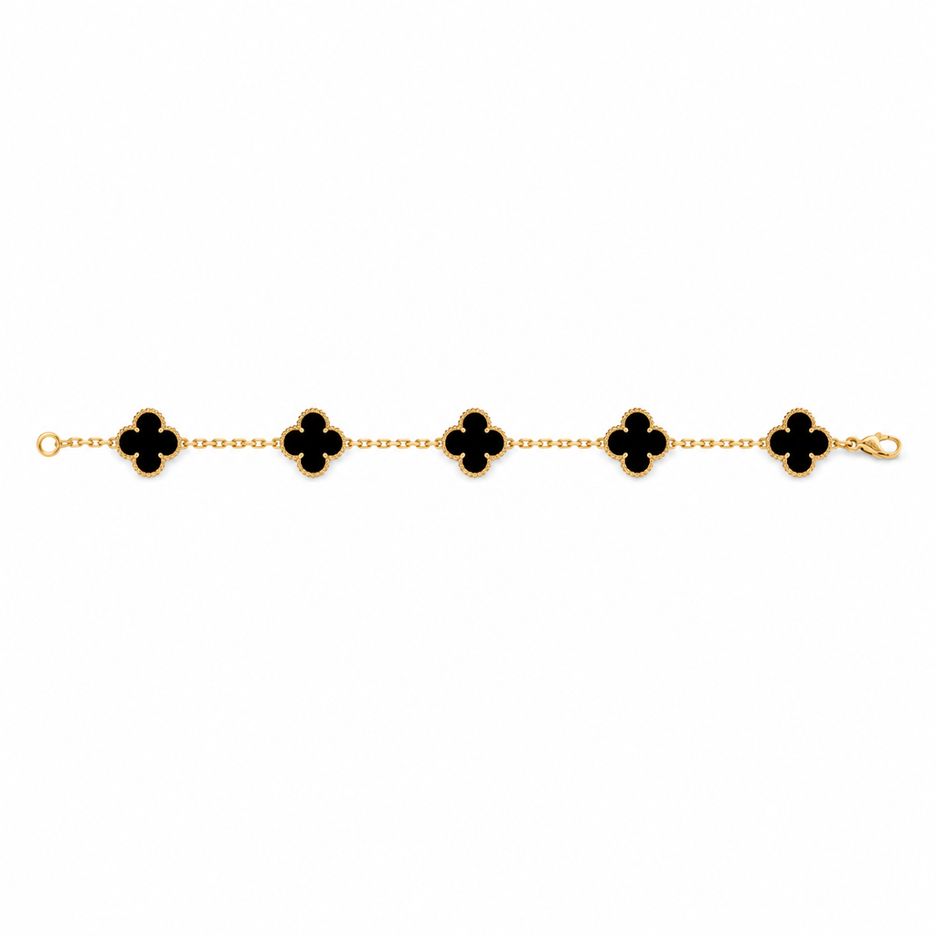 Van Cleef & Arpels Vintage Alhambra 5-motif onyx bracelet