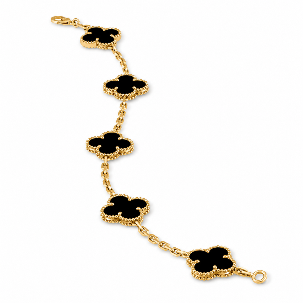 Van Cleef & Arpels Vintage Alhambra 5-motif onyx bracelet