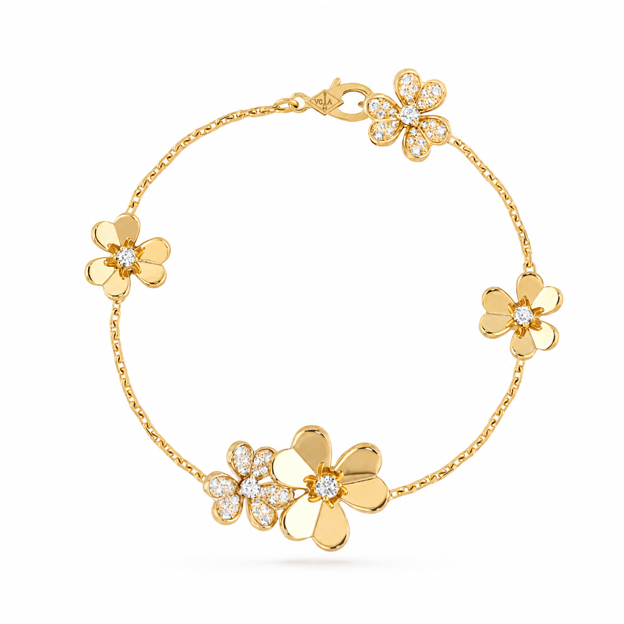 Van Cleef & Arpels Frivole bracelet with five diamond flowers