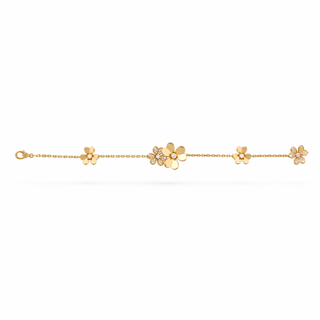 Van Cleef & Arpels Frivole bracelet with five diamond flowers