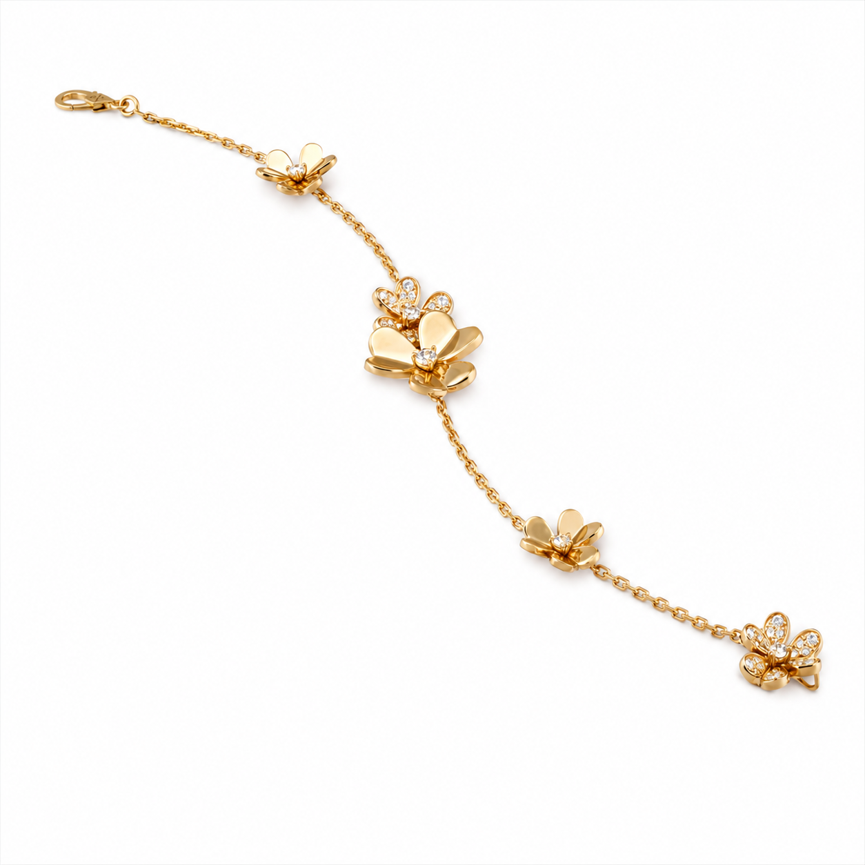 Van Cleef & Arpels Frivole bracelet with five diamond flowers
