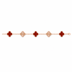 Van Cleef & Arpels Vintage Alhambra 5-motif bracelet in carnelian and guilloché gold