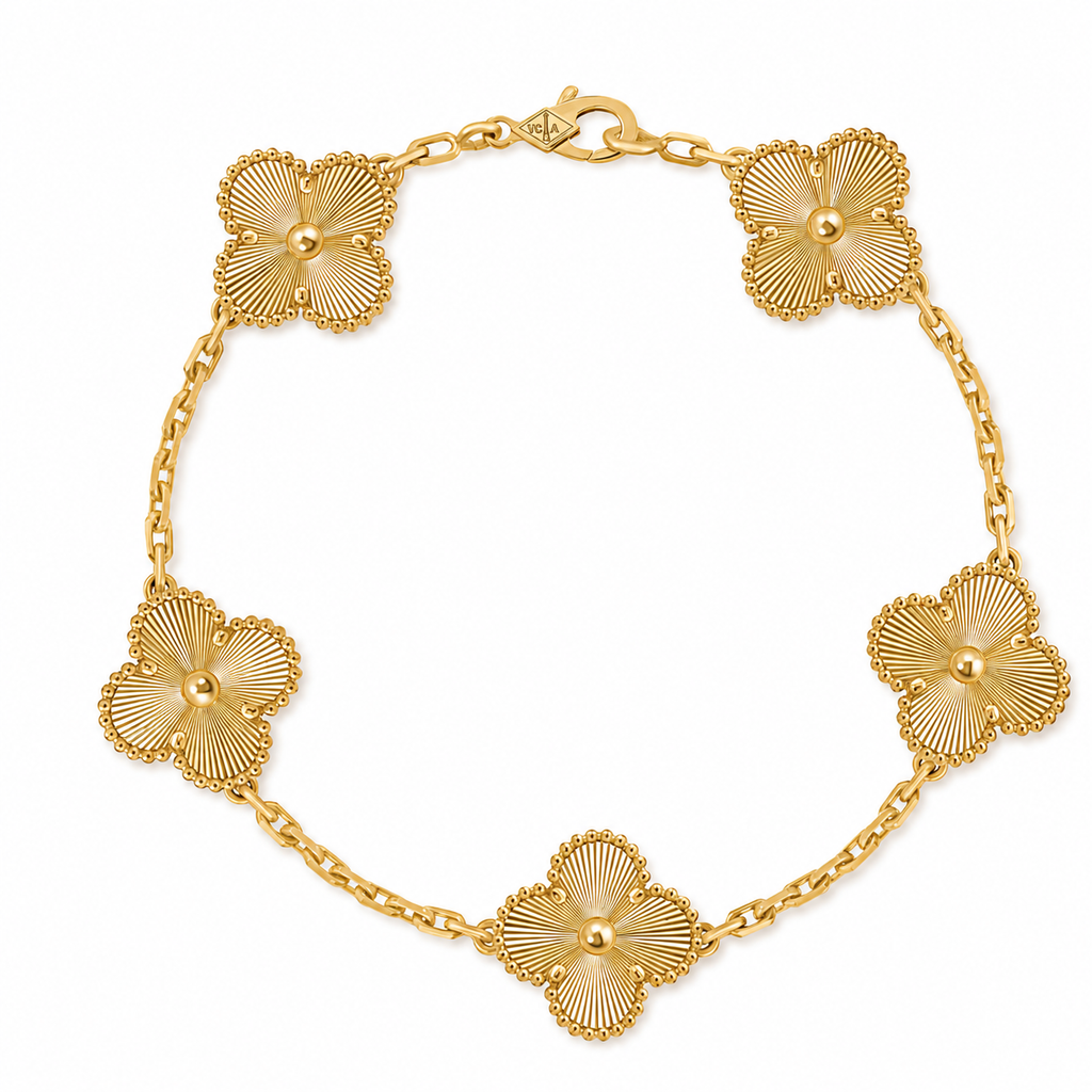 Van Cleef & Arpels Vintage Alhambra 5-motif bracelet with guilloché finish