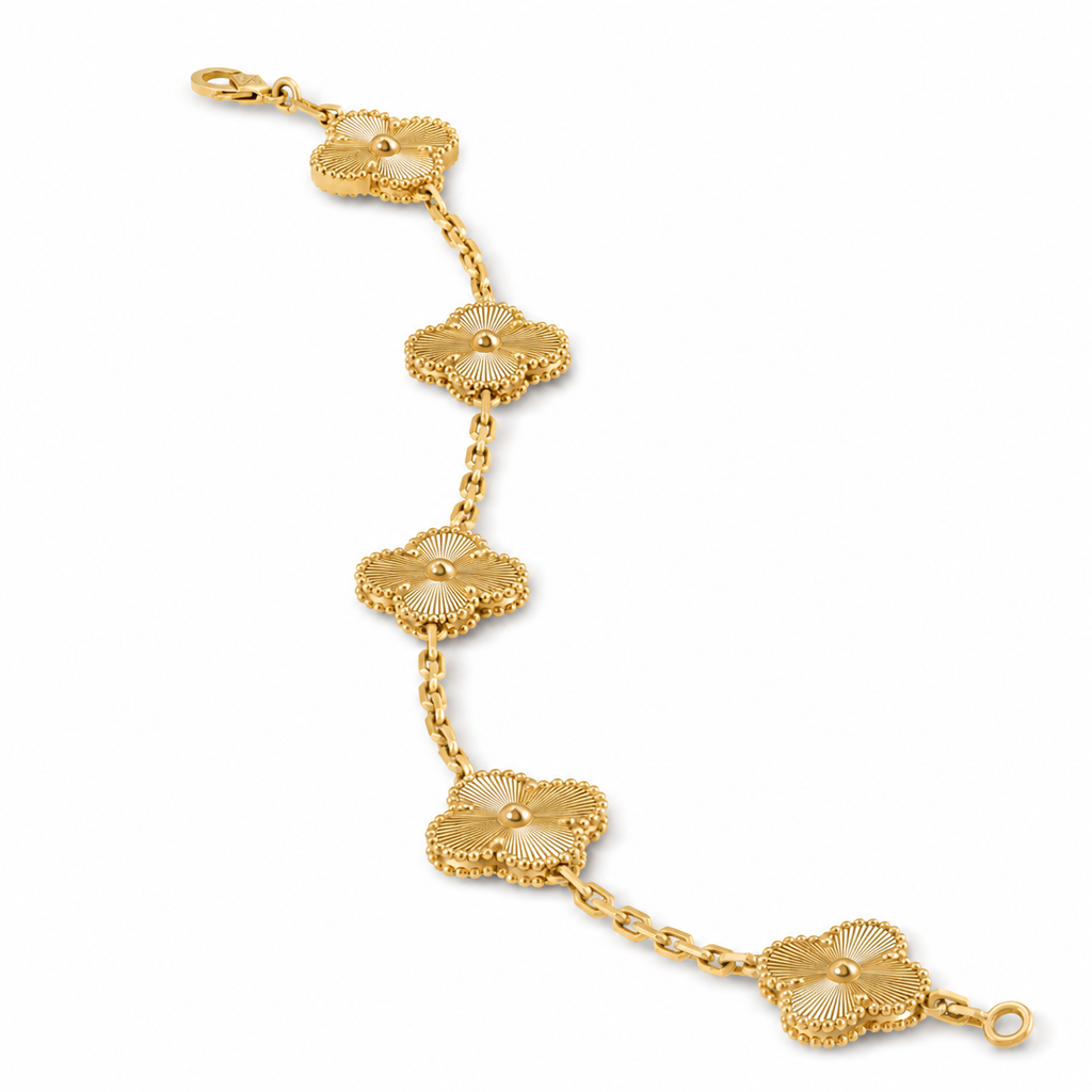 Van Cleef & Arpels Vintage Alhambra 5-motif bracelet with guilloché finish