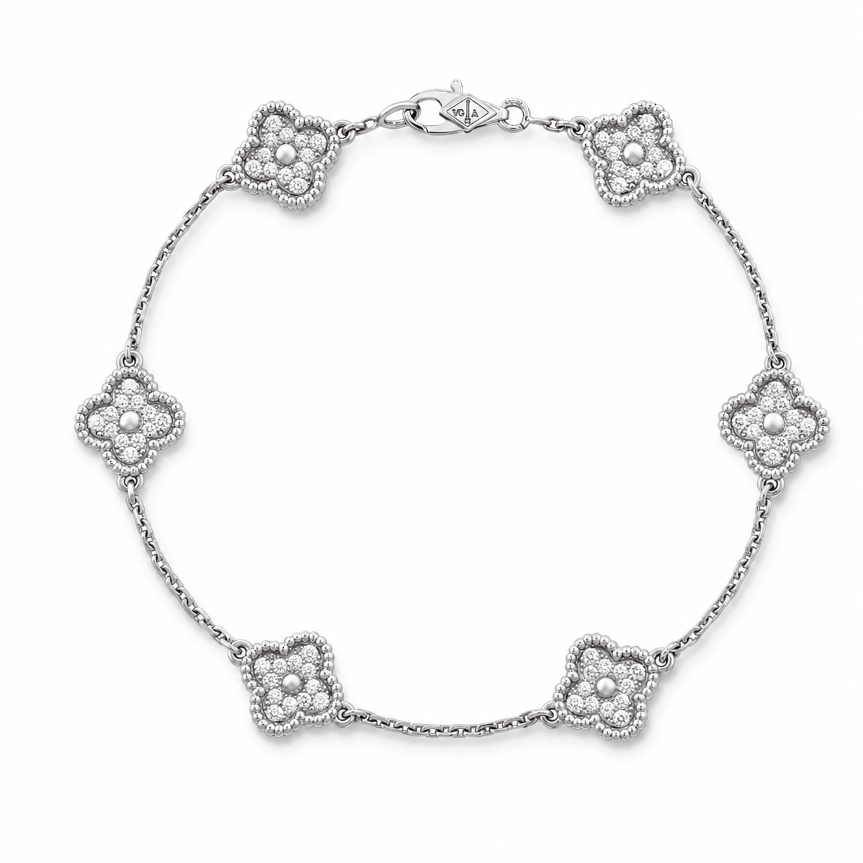 Van Cleef & Arpels Sweet Alhambra bracelet with six pavé-diamond motifs