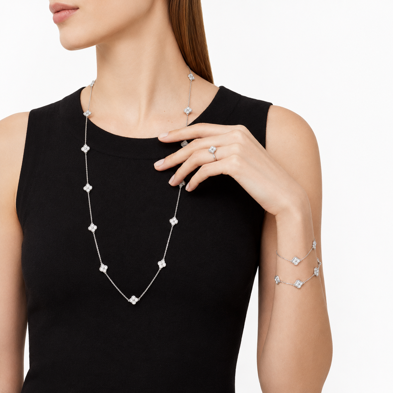 Van Cleef & Arpels Sweet Alhambra bracelet with six pavé-diamond motifs