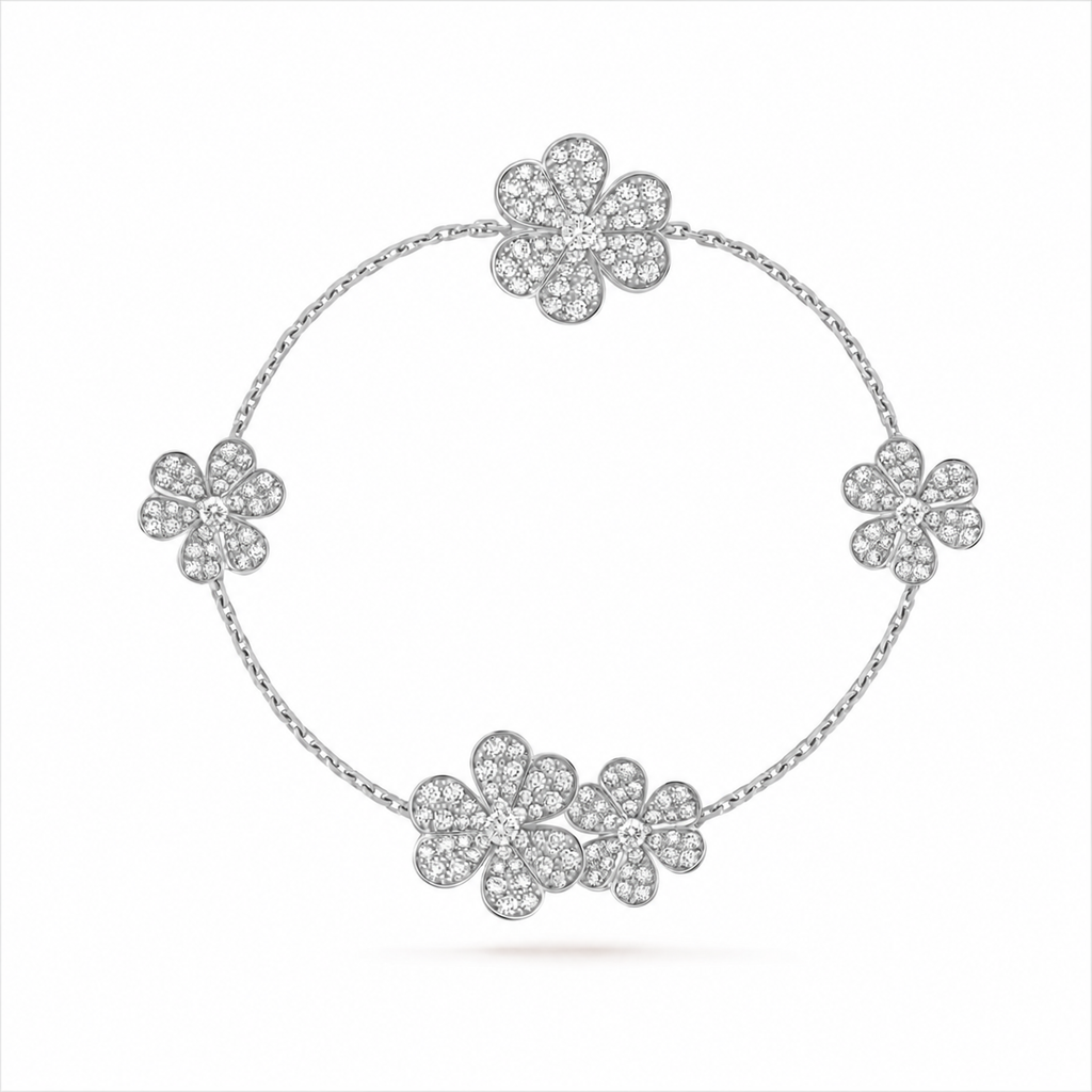 Van Cleef & Arpels Frivole collection full diamond five-petal bracelet,