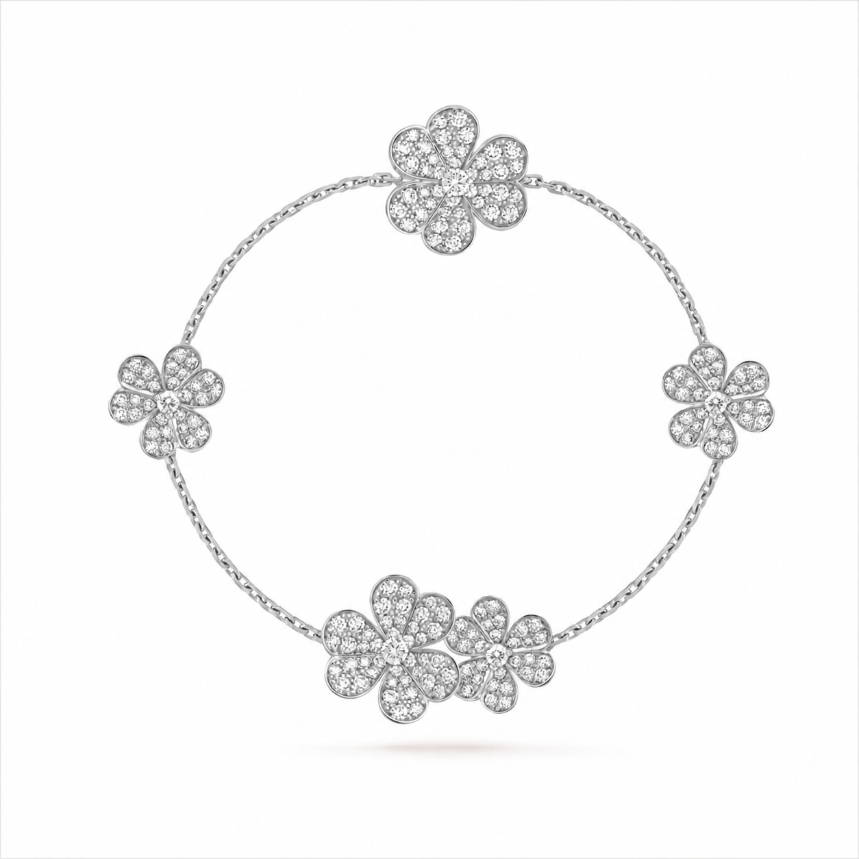 Van Cleef & Arpels Frivole collection full diamond five-petal bracelet,
