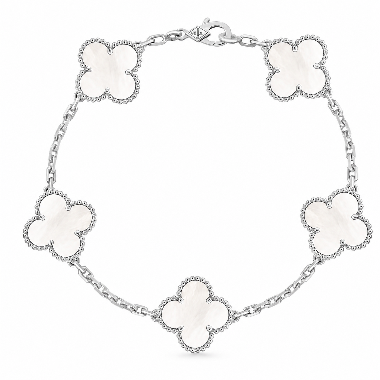 Van Cleef & Arpels Vintage Alhambra 5-motif bracelet in white mother-of-pearl