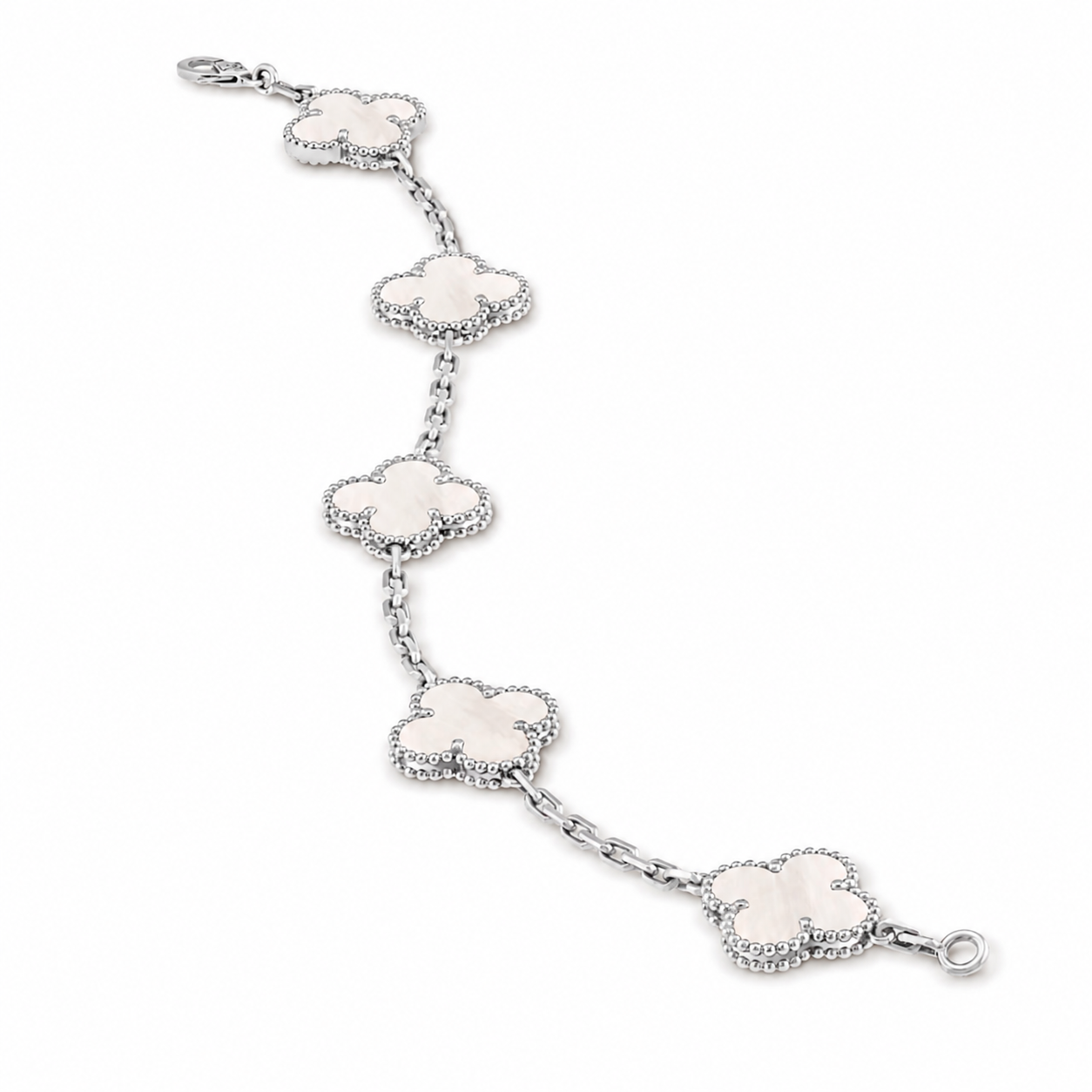 Van Cleef & Arpels Vintage Alhambra 5-motif bracelet in white mother-of-pearl