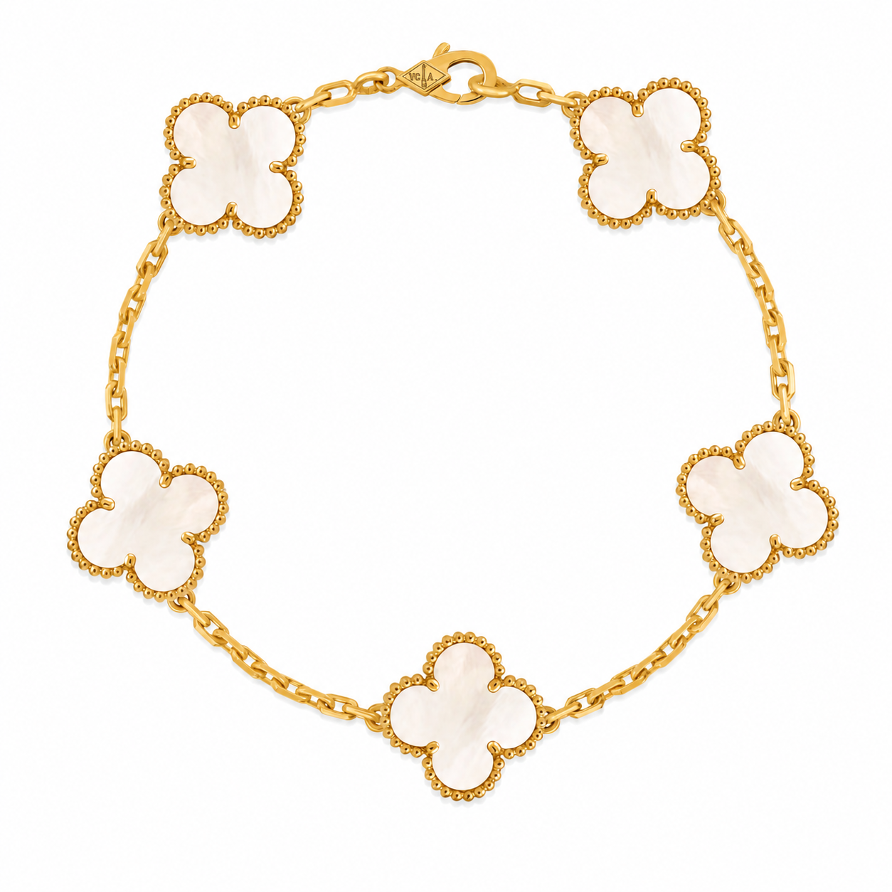 Van Cleef & Arpels Vintage Alhambra 5-motif bracelet in white mother-of-pearl