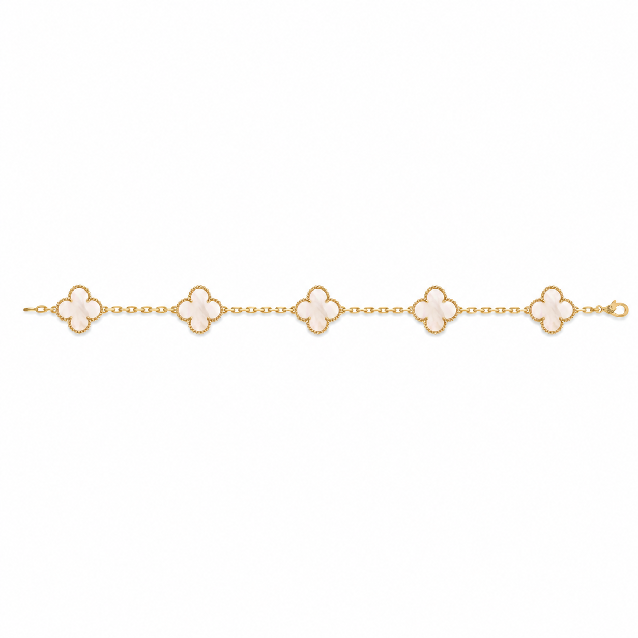 Van Cleef & Arpels Vintage Alhambra 5-motif bracelet in white mother-of-pearl