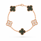 Van Cleef & Arpels Vintage Alhambra 5-motif bracelet in grey mother-of-pearl and diamonds