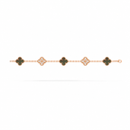 Van Cleef & Arpels Vintage Alhambra 5-motif bracelet in grey mother-of-pearl and diamonds