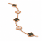 Van Cleef & Arpels Vintage Alhambra 5-motif bracelet in grey mother-of-pearl and diamonds