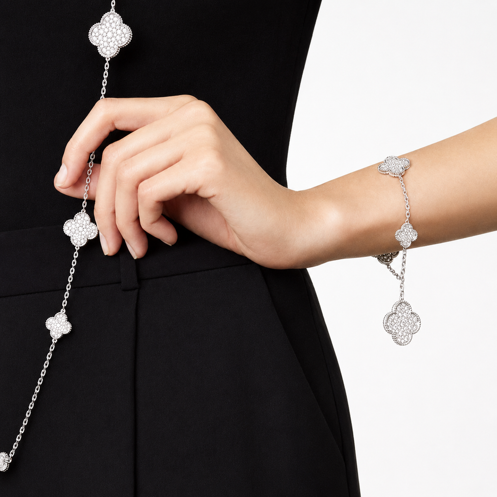Van Cleef & Arpels Magic Alhambra 5-motif bracelet, fully set with diamonds