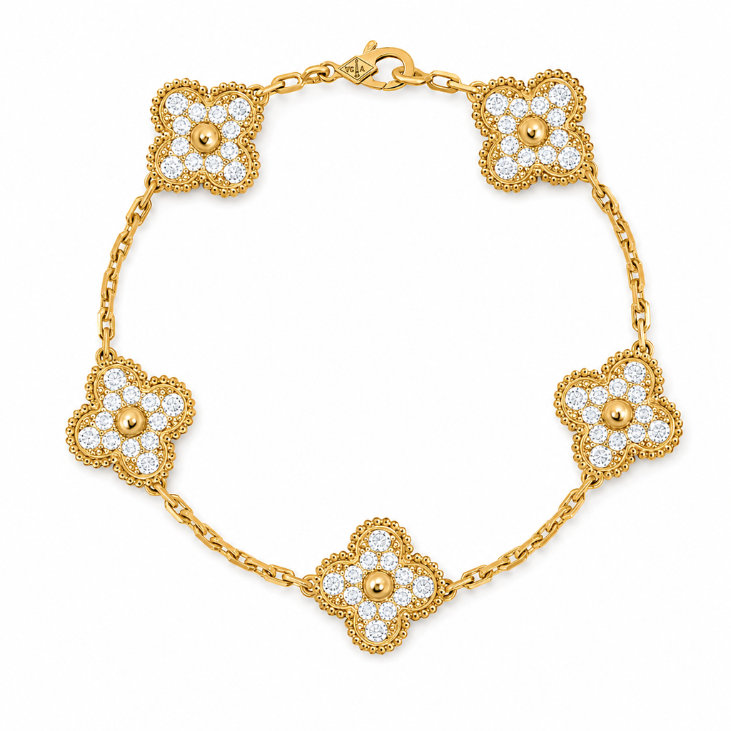 Van Cleef & Arpels Magic Alhambra 5-motif bracelet, fully set with diamonds