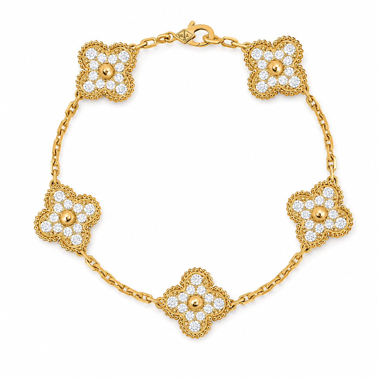 Van Cleef & Arpels Magic Alhambra 5-motif bracelet, fully set with diamonds