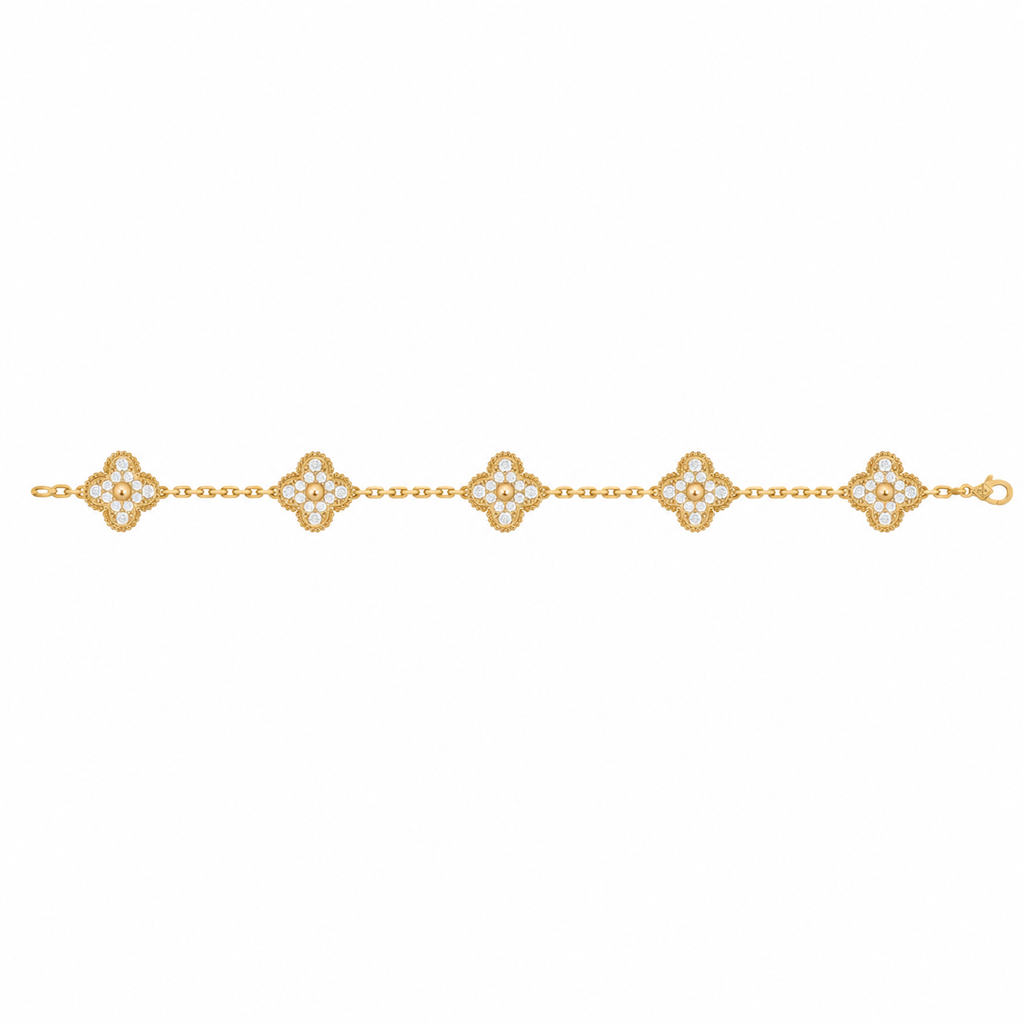 Van Cleef & Arpels Magic Alhambra 5-motif bracelet, fully set with diamonds