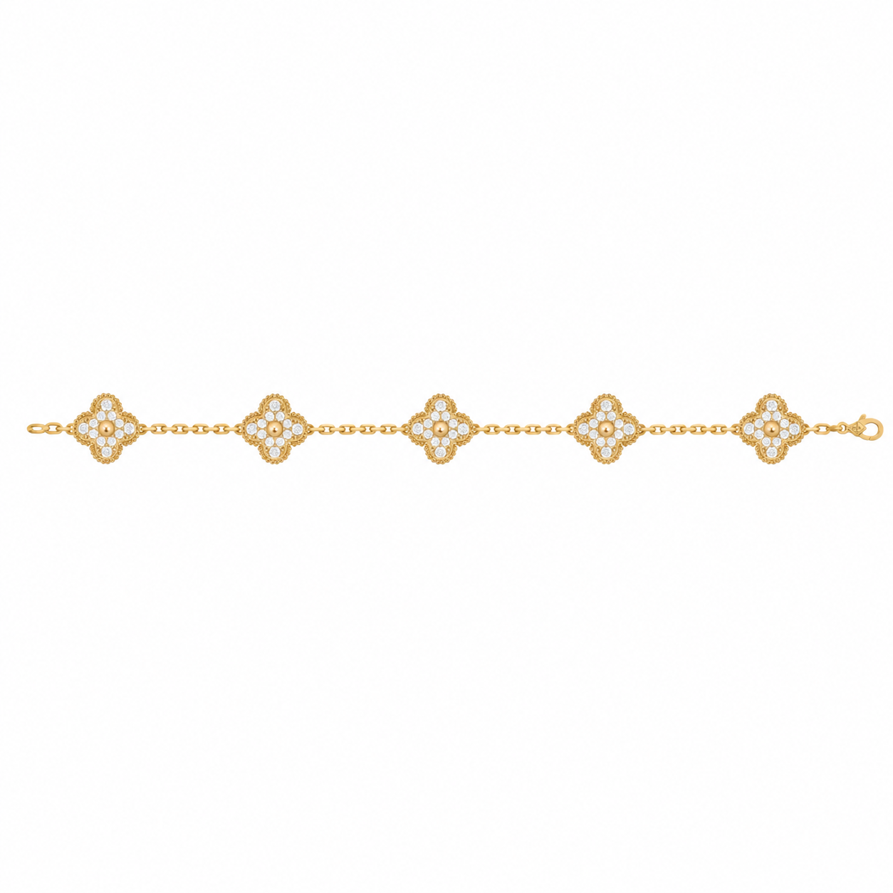 Van Cleef & Arpels Magic Alhambra 5-motif bracelet, fully set with diamonds