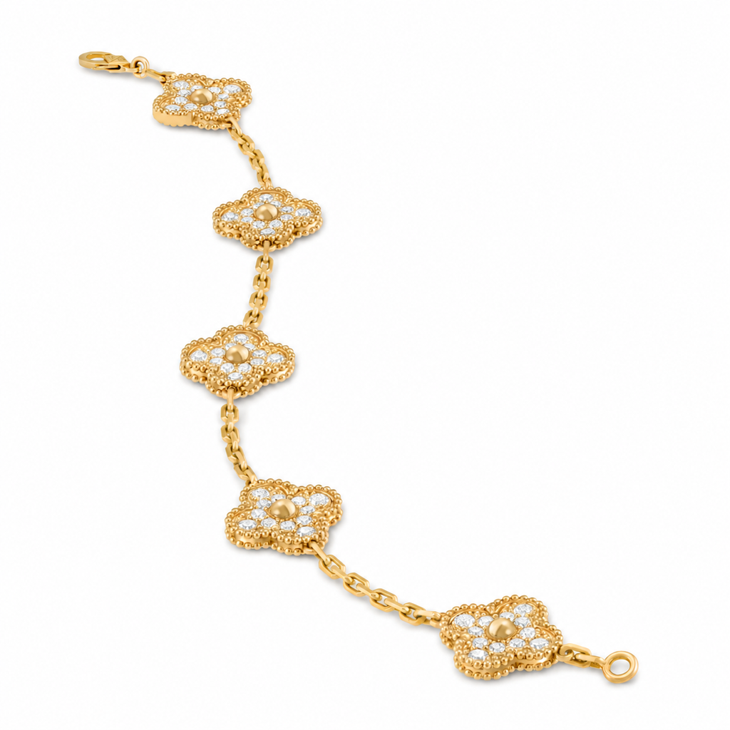 Van Cleef & Arpels Magic Alhambra 5-motif bracelet, fully set with diamonds
