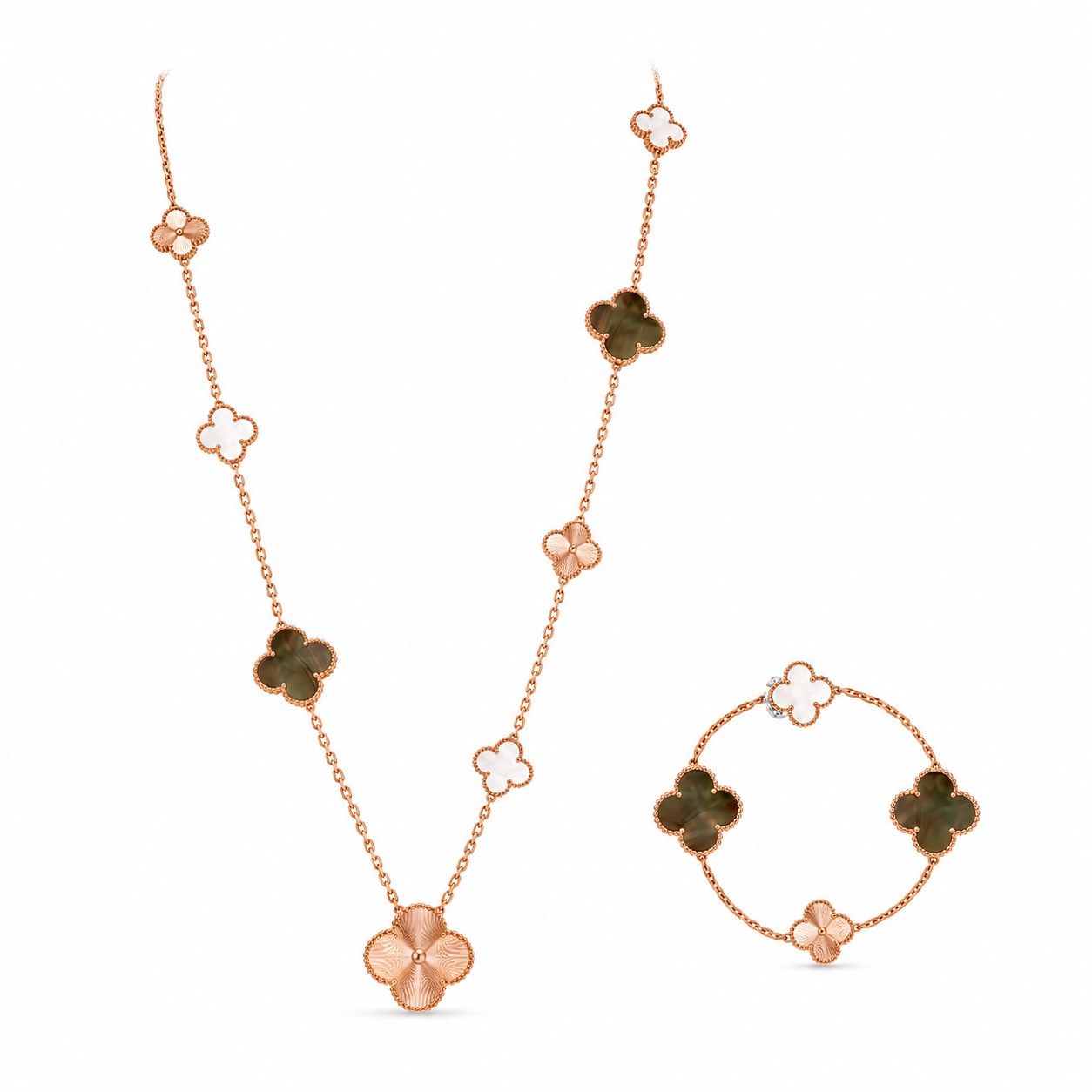 Van Cleef & Arpels Magic Alhambra convertible long necklace and bracelet set