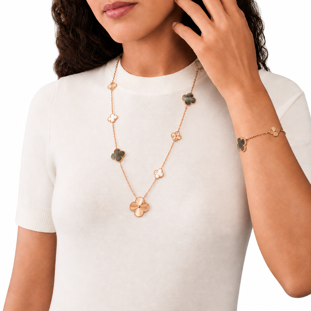 Van Cleef & Arpels Magic Alhambra convertible long necklace and bracelet set