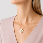 Van Cleef & Arpels Rose de Noël collection mini pendant with mother-of-pearl and diamonds