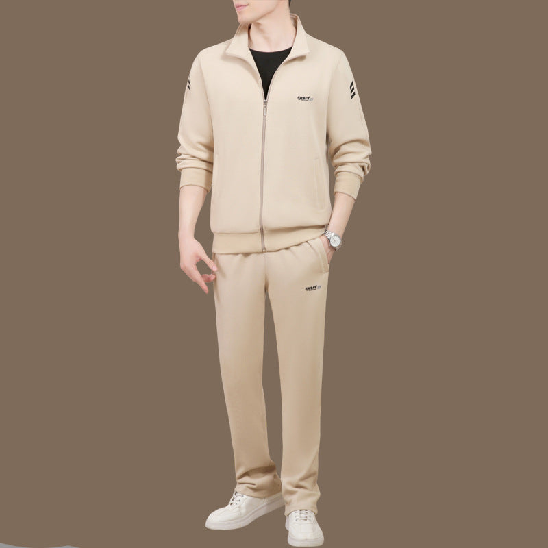Middle-Aged And Elderly Men'S Sports Suits, Spring And Autumn Dad'S Casual Jackets, Thickened And Velvet Loose Sports Clothes