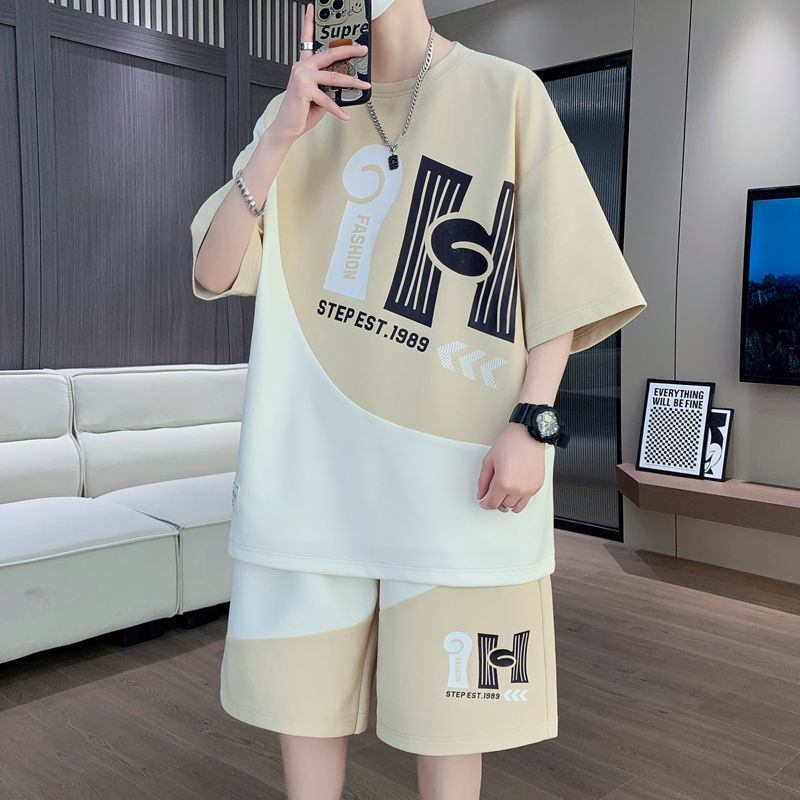 Cross-Border Summer New Men'S Short-Sleeved Shorts Suit, Fashionable And Versatile Men'S Suit, Youth Sports Suit, Trendy