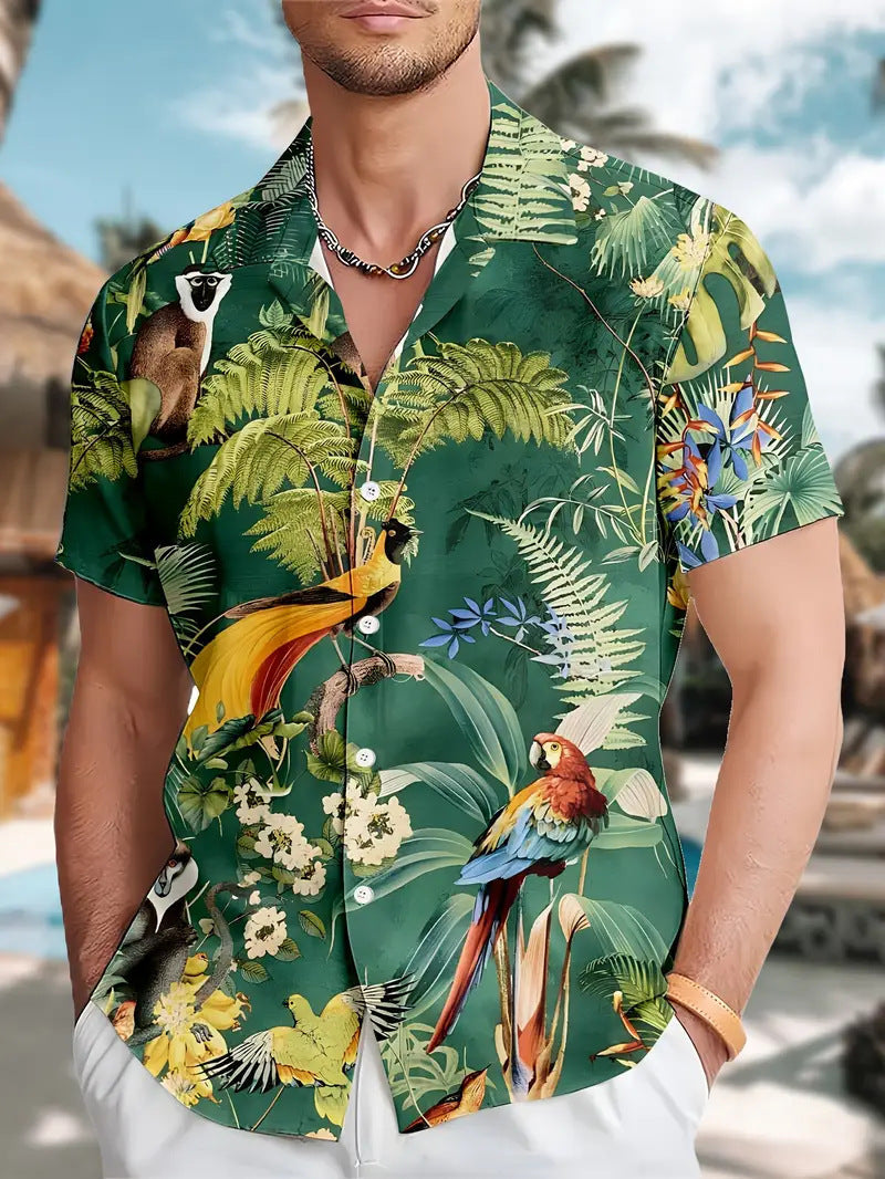 Cross-Border Trendy Cool Spring And Summer New Fashion Men'S Clothing Men'S Short-Sleeved Shirts Tops Cardigans Cross-Border Source Work